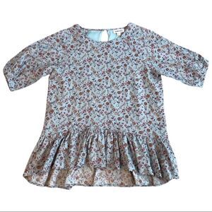 Hidden Alley Jolley Floral Peplum in Steel Green • Size Small